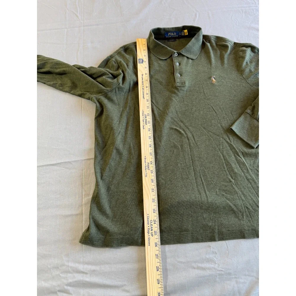 Polo Ralph Lauren‎ Shirt Mens Large Long Sleeve Gray Polo Rugby Flesh Pony